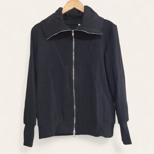 NWT Deep Self Black Double Zip Turtleneck Jacket Women's Size Small Stretch